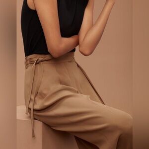 Aritzia Babaton Andreas Pant, Pleated High Tie Waist, IN BLACK | Size 6